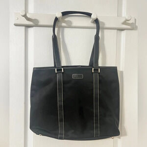 FINAL PRIce MAXX Black Nylon & Leather Tote / Shoulder Handbag